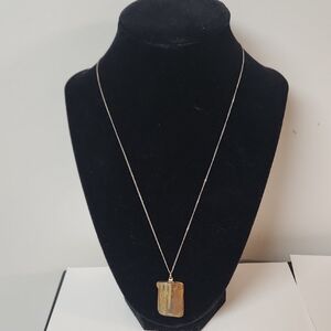 Petrified Wood Pendant Necklace And Black Tourmaline Piece